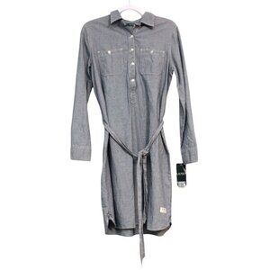 NWT Lauren Ralph Lauren Shirt Dress Medium Striped Belted Classic Preppy Cotton